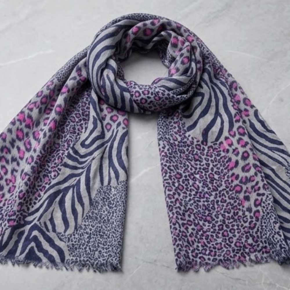 Animal Print Purple and Pink Scarf